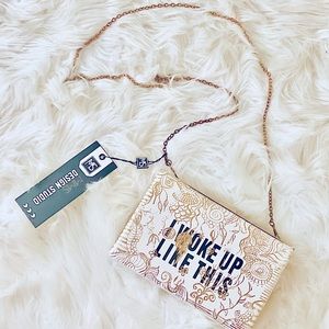 Hand painted Boutique "I Woke Up Like This" handbag clutch